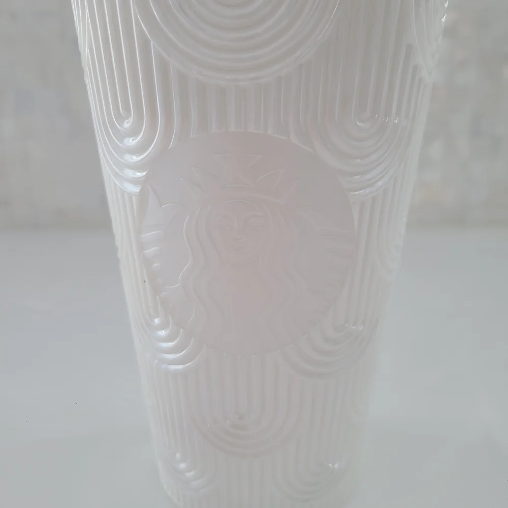 Starbucks Pearl White Textured 16oz Tumbler with Straw